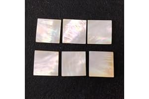 LACMOPYLE 6 PCS Golden Mother of Pearl Inlay Blanks, 30mm Natural Square MOP Pieces, Supplies for DIY Musical Instruments Accessories