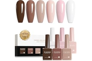 CANNI Gel Nail Polish Kit -6 Colors Nude Pink 9ML Gel Polish Set Skin Tones French Nail Neutral Brown Soak Off Gel Nail Kit Manicure DIY Manicure Salon DIY