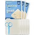 Easyderm Thin Hydrocolloid Large Wound Dressing 4”x4” 3Pack (6 Dressings) Waterproof, Latex Free, Highly Absorbent Dressing for Burns, Blisters, Acne Care and Wound Healing with Mini Scissor