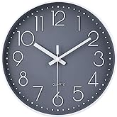 jomparis Wall Clock 12 Inch Non-Ticking Silent Battery Operated Round Wall Clock Modern Elegant Simple Style Clock for Home Office Kitchen Bedroom Living Room