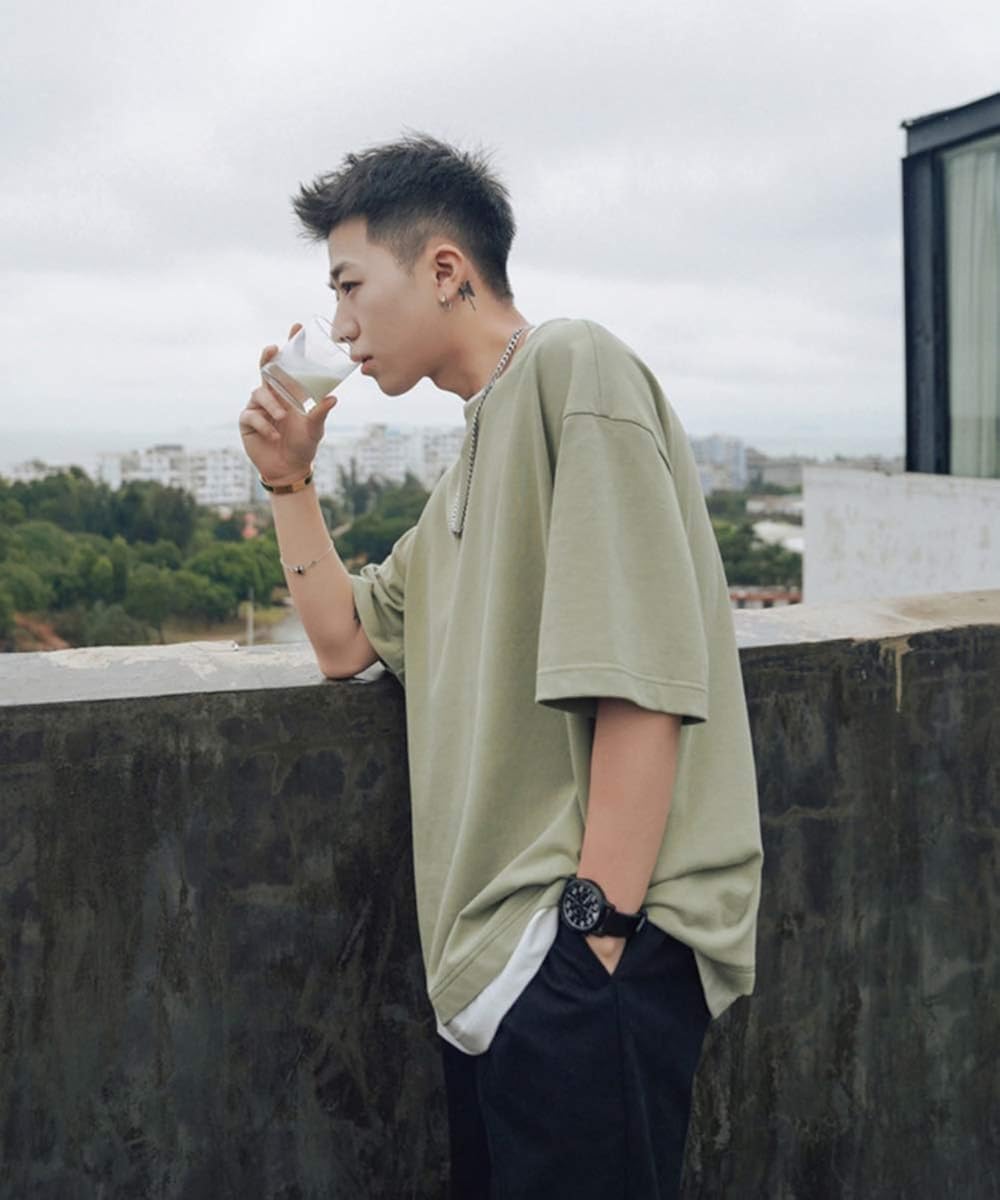 Amazon Tシャツ メンズ 無地 半袖 ファッション 丸襟 快適 大きいサイズ ビッグシルエット カジュアル 綿100 夏服 Tシャツ カットソー 通販