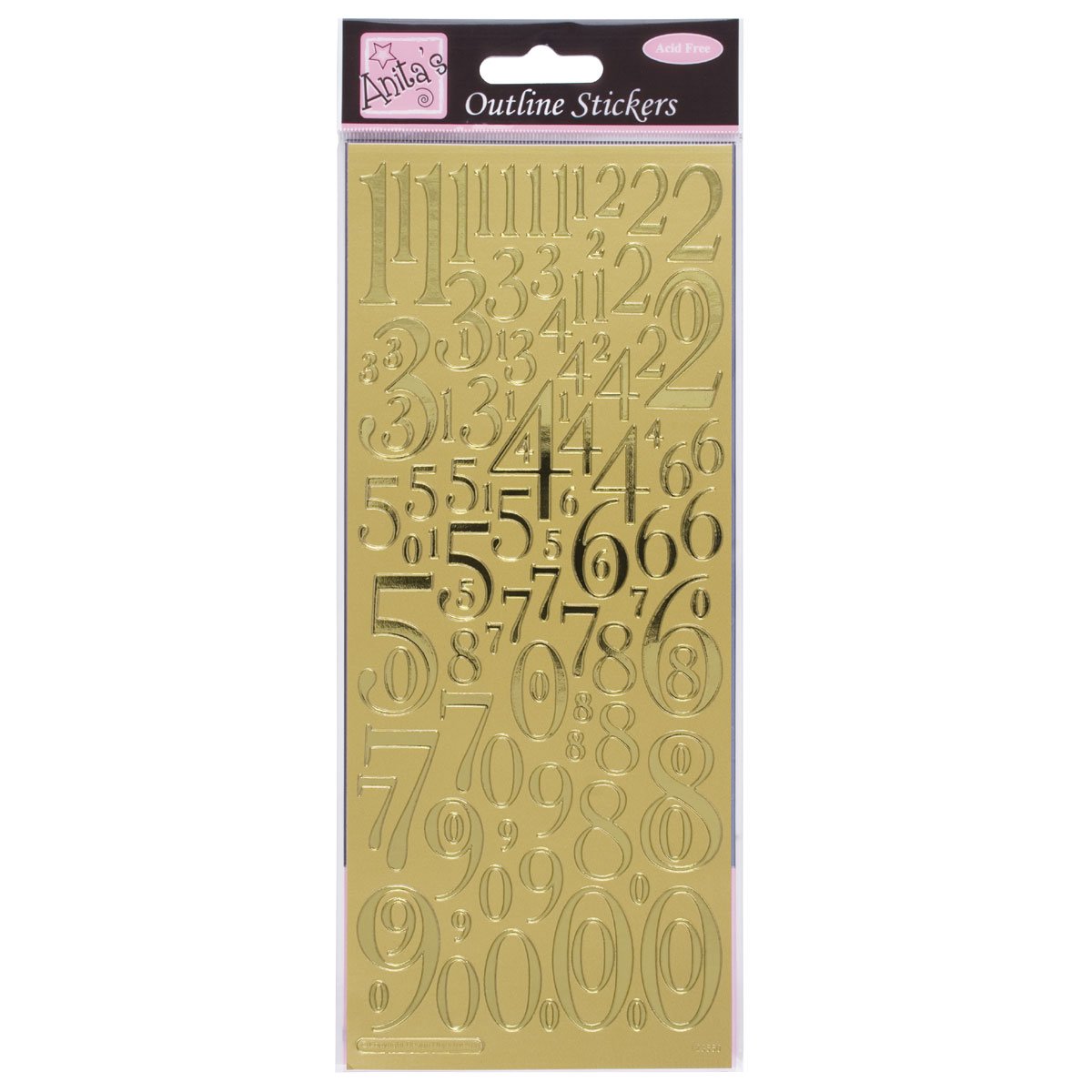 Anitas Outline Stickers, Mixed Numbers, Gold, For Scrapbooking, Card Making, Kids Play, Homework, Art, Craft, Embelish, Decorative, Paper, Card, Glass, Metal, Plastic, Foam — image 1