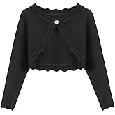 Arshiner Girls Open Front Bolero Shrug Kids Long Sleeve Cropped Elegant Cardigan Knit Sweater