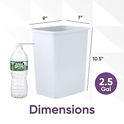 Superio Small 2.5 Gallon Plastic Trash Can, Waste