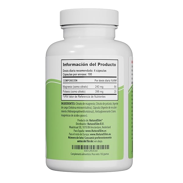 NATURALSLIM POTASSIUM MAGNESIUM SUPPLEMENT 100 CAPSULES – MAGICMAG C MAGNESIUM CITRATE SUPPLEMENTS FOR SLEEP SUPPORT, HEART HEALTH, AND MUSCLE CRAMP RELIEF | GLUTEN-FREE 1 PACK