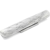Fox Run French Marble 11" Rolling Pin with Base, 3 x 13 x 3 inches, White