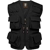 PEHMEA Men's Fishing Vest Utility Detachable Summer Vests with Pockets for Safari Travel Outdoor Work Photo Cargo Fly