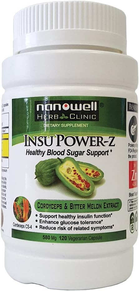 Nanowell® Blood Sugar Supplement - InsuPower-Z | Contains Bitter Melon Extract, Cordyceps CS-4, Zinc