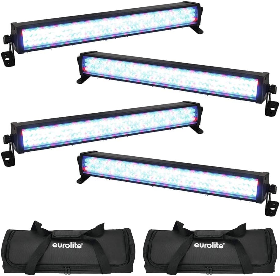 4x Eurolite LED Bar-126 RGB 1/2M Light Bar Batten Uplighter DJ Disco Lighting Bundle