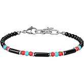 COAI Black Onyx Beaded Bracelet for Men | Men's Beaded Bracelet with Stainless Steel Lobster Clasp, Adjustable Fit for Most Wrists