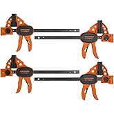 Jorgensen 6" Spreader/Bar Clamp Set, 4-pack,One-Hand Light Duty E-Z Hold Clamp/Spreader, 99216A,Black Orange