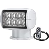 SEAFLO 360&deg; Rotating Remote Control LED Marine Searchlight- 25W, 2000 Lumens,1968 FT Beam Distance, 10-30V, IP65 Waterproof, Truck, Vehicles, Boat Spotlight, CE &amp; Rohs Certified (White, 5500K)