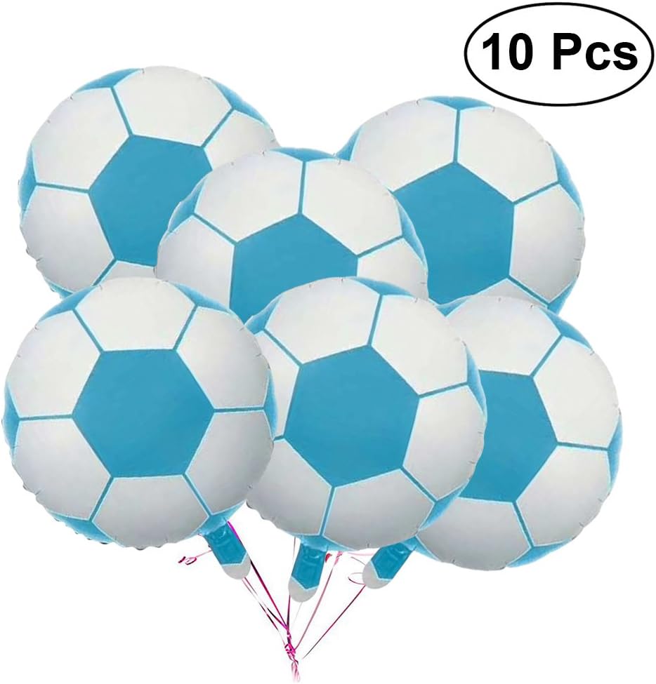 LUOEM 10PCS 18 Inch Soccer Balloons Football Aluminum Foil Balloon Sports Theme