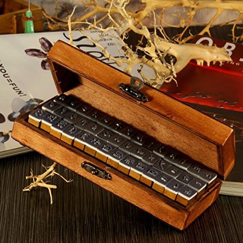 1 Set 42Pcs Handwriting Lower Case Alphabet&Symbol Vintage Print Style Wooden Rubber Stamp Box