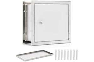 BENUT Recessed Specimen Pass-Thru Cabinet, Stainless Steel Specimen Box with Pass Tray, Industrial Pass Through Specimen Cabinet with Dual Self-Closing Doors, 13.2" W x 12.7" H x 6" D, for Hospitals & Labs