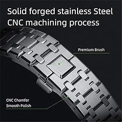 HJHYUL 44mm All Stainless Steel Watch Bezel & Band