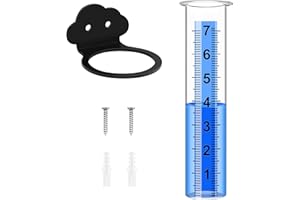 TIMENUED Rain Gauge Outdoor, Rain Gauge Replacement Tube with Stainless Steel Mounting Rack Holder, 7" Clear Large Numbers Rain Gauge Measuring Tool for Garden Yard Lawn Patio Yard Fence and Farm Use (Cloud)