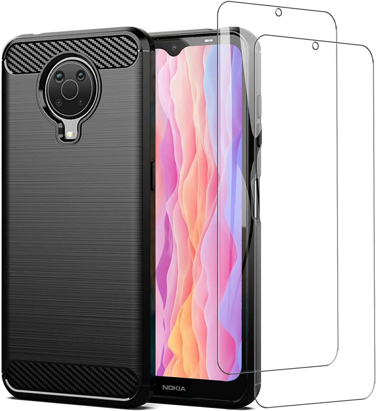 SCL Case for Nokia G10/G20 with Screen Protector, 2 Pack Tempered Glass + TPU Protective Cover, Anti-Scratch, Anti-Fingerprint