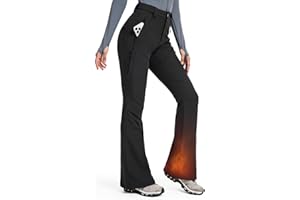 Moosehill Womens-Snow-Ski-Pants Water-Resistant Fleece Lined Warm Winter Hiking Thermal with 4 Zipper Pockets