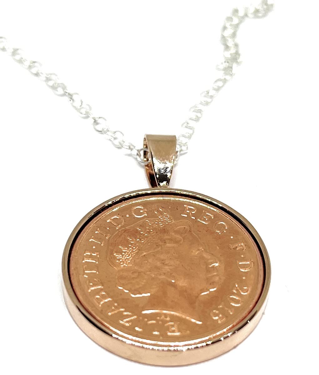 2015 11th Steel wedding Anniversary 10 year Steel birthday/Anniversary 2015 Coin Pendant Rose G