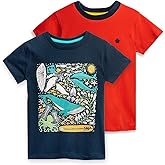 Mightly Boys and Girls' Crewneck Short Sleeve T Shirts | 100% Organic Cotton, Colorful, Soft & Basic Crewneck Tee for Kids