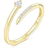 Monkton 1.8mm S925 Sterling Silver Stackable Ring for Women Open Adjustable Cubic Zirconia Eternity Ring Twist Wrap Pave CZ Band Hypoallergenic Size 4-11