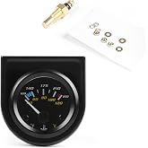 2" 52mm Pointer Car Water Temperature Gauge 40-120 Celsius /100-250 Fahrenheit Water Temperature Temp Gauge White Light with 1/8NPT Sensor Car Meter