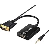 eSynic VGA to HDMI Converters 1080P VGA Converter to HDMI PC VGA Male to HDMI Female Video Converter Adapter Cable + 3.5mm Audio with USB Power Cable for HD HDTV TV AV DVD Laptop