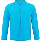 Boys Rash Guard Zipper Swim Shirts Long Sleeve for Toddler Rashguard Water Shirt UPF50+ Swimming Fishing Sun SPF Shirt Sky Blue 2T