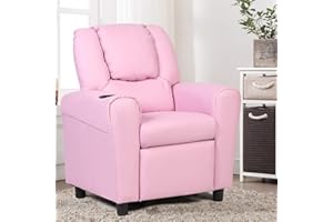 ARLIME Kids Recliner chair, toddler Armchair Upholstered Couch with Cup Holder, Backrest, baby Leather sofa with Headrest and Footrest, Child Furniture for Ages 2-7(Pink)