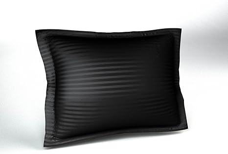 Amazon Com Black Pillow Shams Standard Size Decorative Striped Pillow Case With Envelope Closer Solid Tailored Pillow Cover Poly Cotton 300tc Home Kitchen