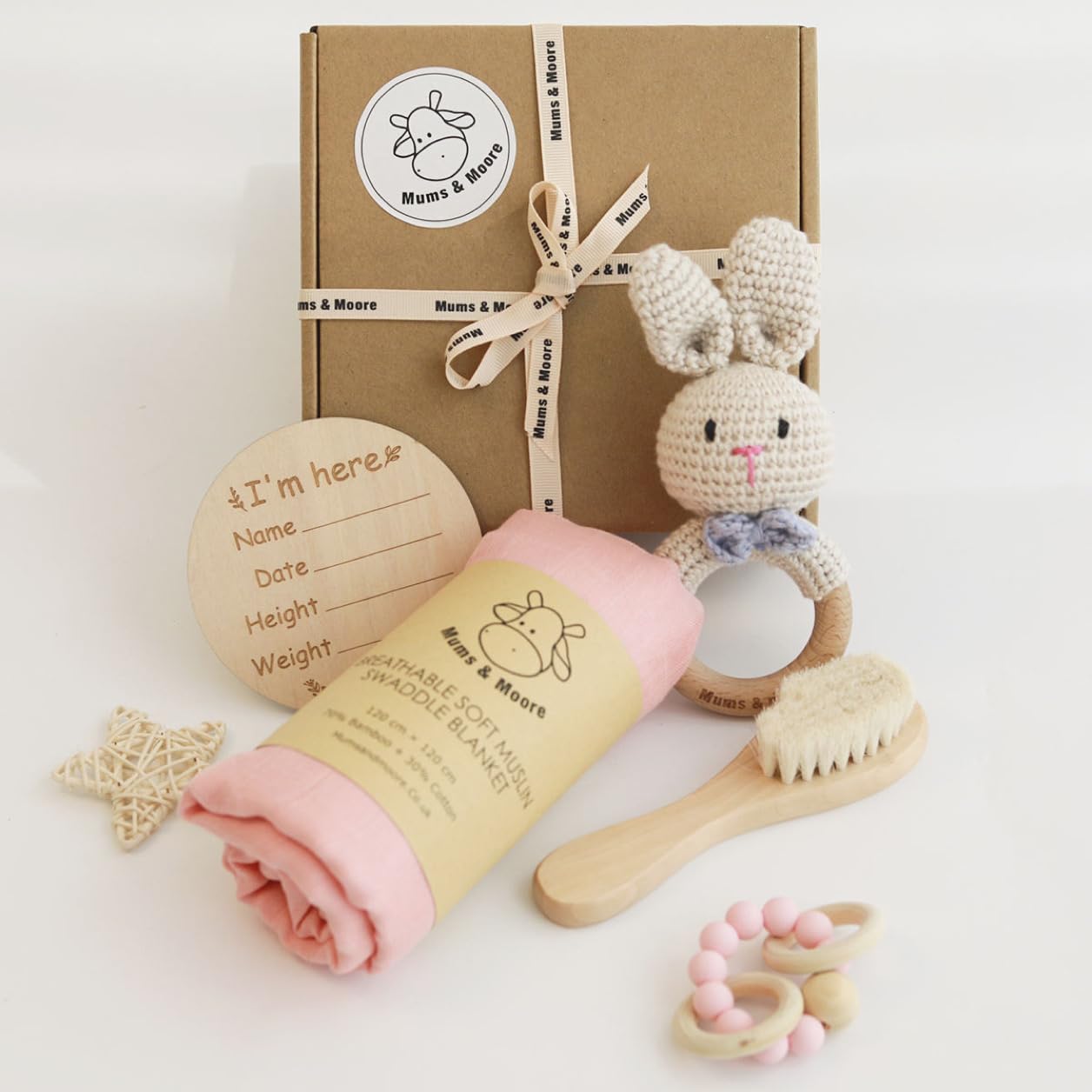 Newborn Baby Gift Set, Baby Gift for Boys and Girls, Essentials Gift Set,Baby Essentials for Newborn Unisex,Baby Shower Gifts, Welcome Gifts for Baby,Wishlist,Baby Blankets, Baby rattles (Bunny)
