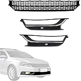 SecosAutoparts Front Bumper Lower Grille and Foglight Grill Cover Fit for Volkswagen Passat 2012 2013 2014 2015 Replace# 561853666 561853677 561853665