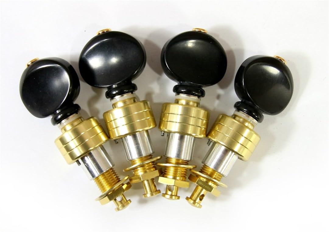 Ukulele Lite Planetary Tuning Pegs Tuner with Plastic Button. Only 14g Each Peg, Gear Ratio 1:4 (128G/Black Button)