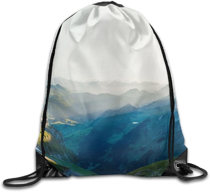 Drawstring Backpack Marvelous Mountains Scene Gymbag