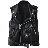 Kids Womens Faux Leather Biker Vest Matching Motorcycle Jacket 3Y+ | Boys girls PU leather moto vest Parent Child &middot; Fixed belt &middot; Zip pockets &middot; School, outdoor, party, daily, Halloween