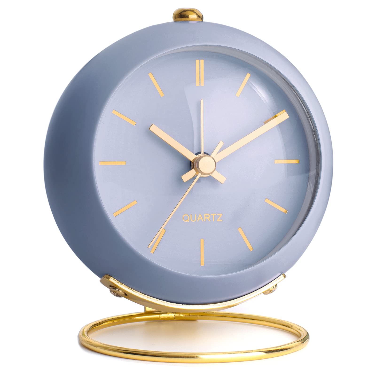 Photo 1 of AYRELY® Battery Operated Desk Alarm Clocks with Light, Retro Silent No Ticking Analog Small Clock, Loud Table Clock for Bedside/Bedroom/Kitchen/Office/Travel/Kids/Room Décor Aesthetic Vintage (Blue)