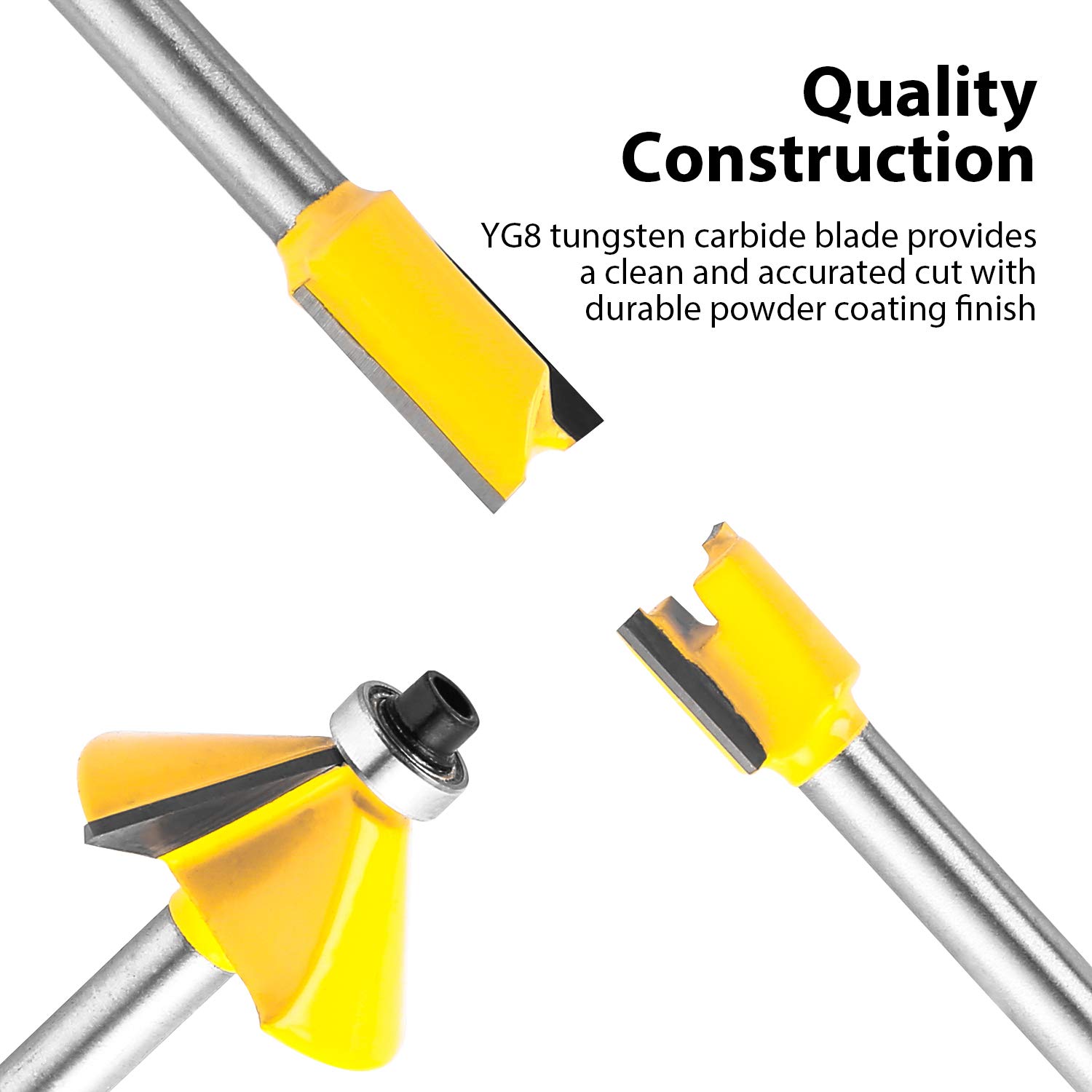 KOWOOD Router Bits Set of 15 Pieces 1/4 Inch Woodwork Tools for Beginners: Industrial & Scientific
