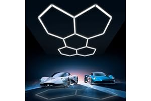 GOSLARLIT Car Detailing LED Shop Light Hexagon, 24 Pack, 144W 15950LM 6500K Daylight White, Linkable Plug-in Ceiling Light for Garage Workshop Basement Gym Warehouse 95x66inch