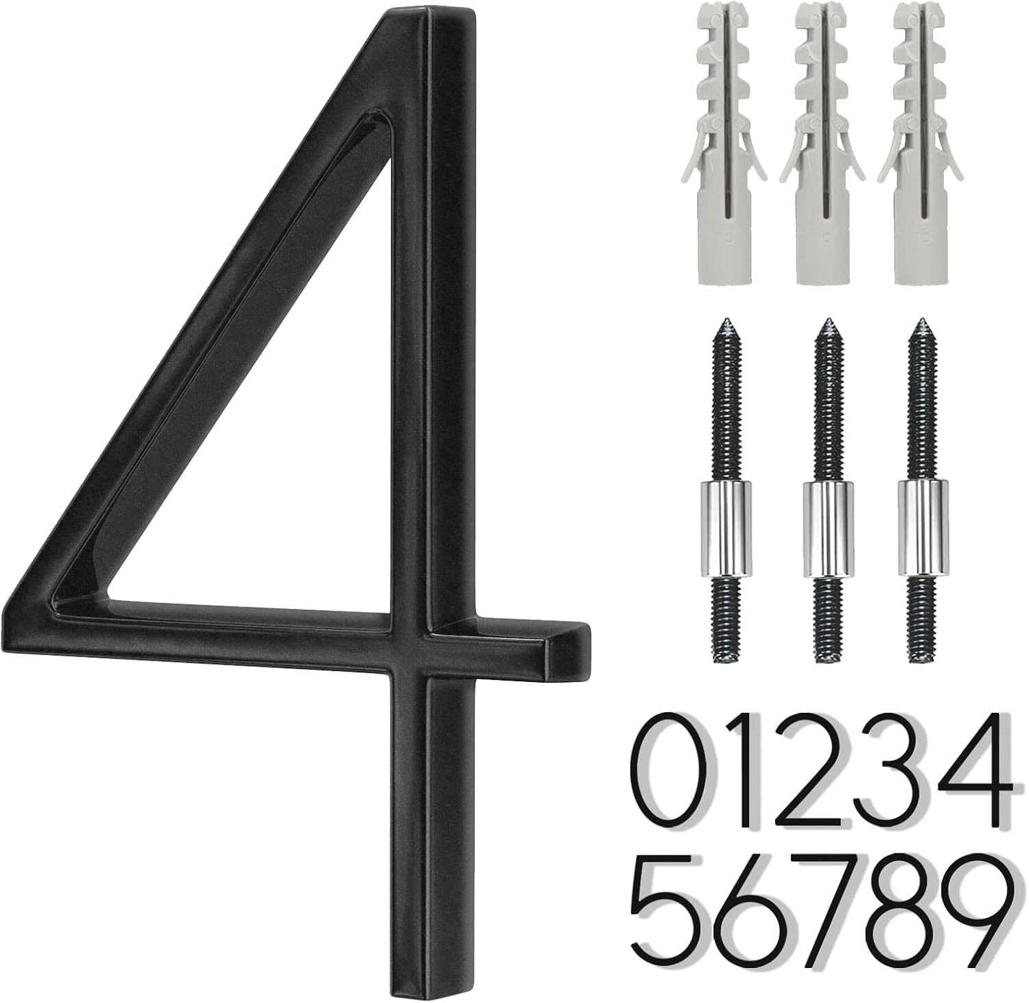 Address Signs - 5 inch Stainless Steel Floating House Number, Metal Modern House Numbers, for Outdoor Mailbox Yard Home Wall DoorGarage Gate with Nail Kit, Coated Black, 911 Visibility Signage