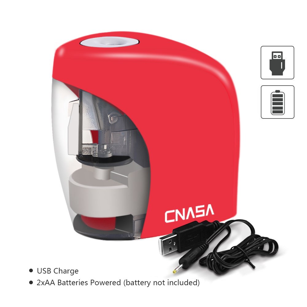 Taille Crayon Enfants Electrique Réservoir - Piles o USB - Idéal pour les Crayons de Couleur et de Papier - Découpe Automatique et Sécurité Enfant