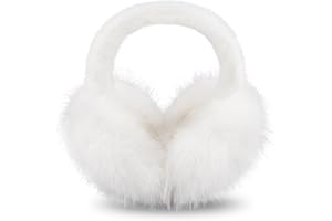 WATAME Earmuffs for Women Girls Faux Fur Fuzzy Headband Foldable Ear Covers Cold Weather Accessory