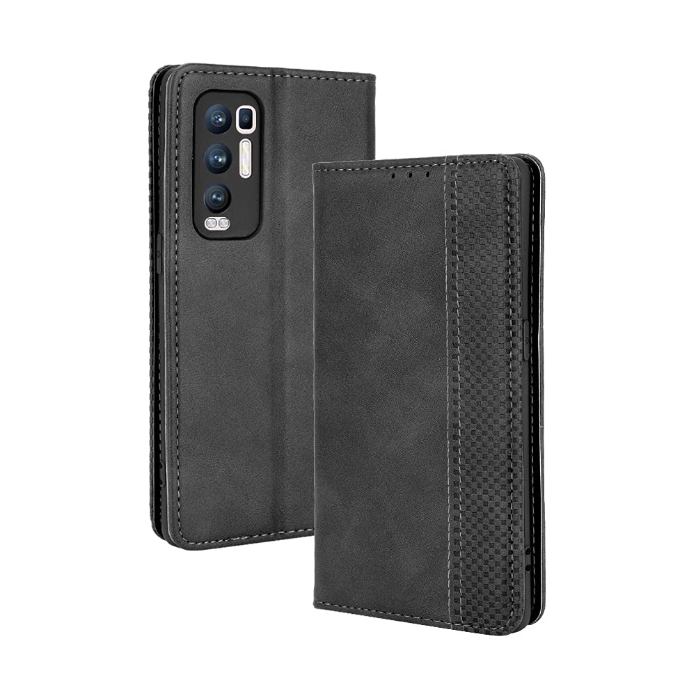 BellaCase Oppo Find X3 Neo Case [Wallet Case] [Kickstand] [Card Slots] [Magnetic Flip Cover] Compatible with Oppo Find X3 Neo Smartphone(Black)