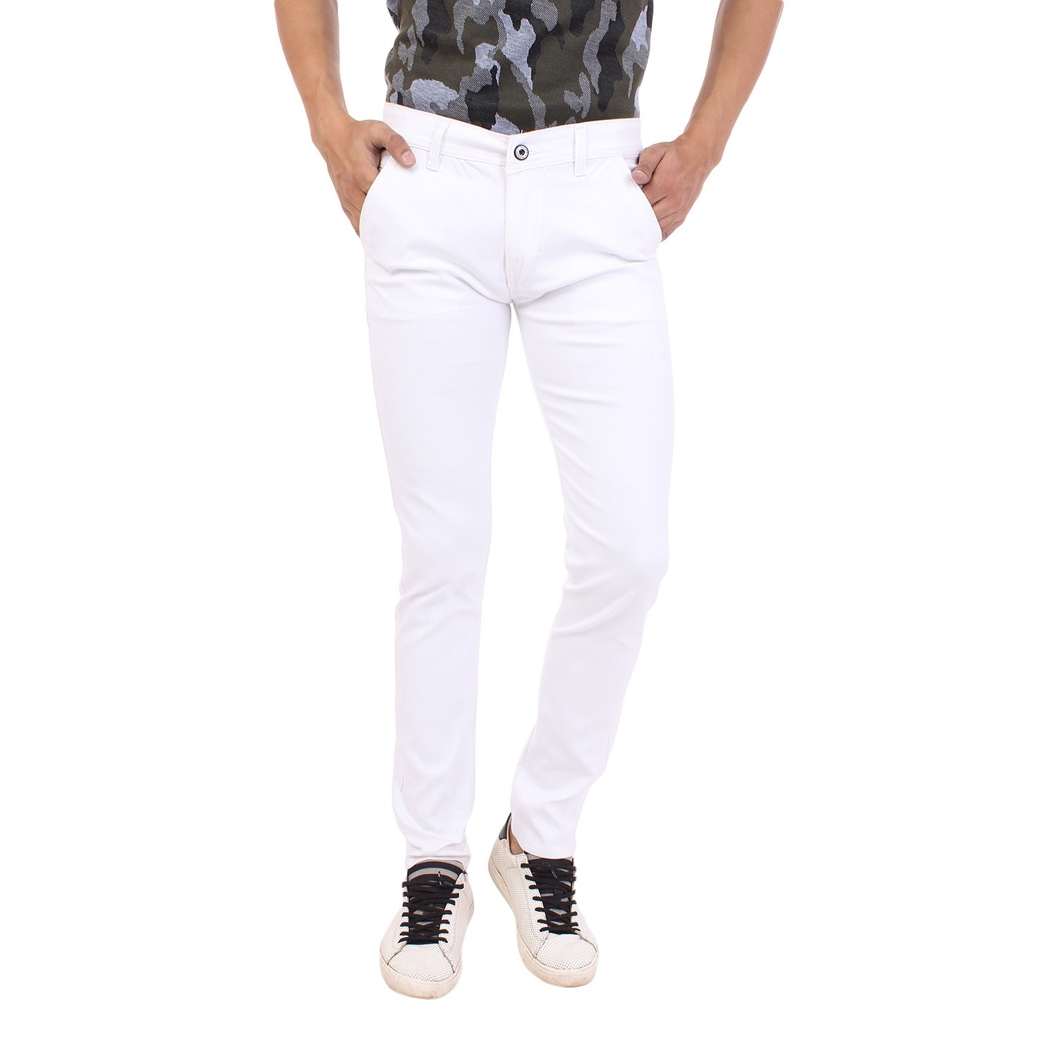 aarzu style mens white shot slim fit jean