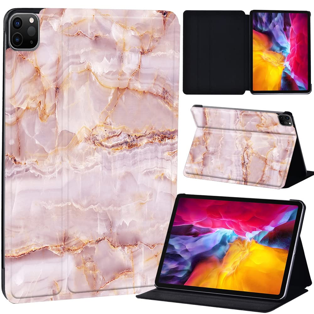 PU Leather + hard shell Ultra slim lightweight Folio Flip Tablet Stand Smart Cover Case Fit iPad Air 4 10.9" (2020) / iPad Pro 11" (2018 2020 2021) (pastel marble)