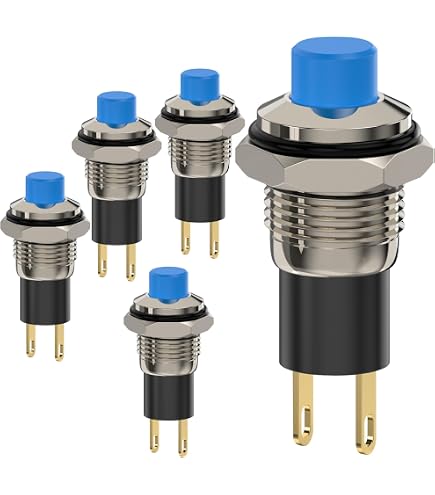 12-Pack 12mm Mini Latching Push Button Switch – ON-OFF SPST 2-Pin, 250V/1.5A 125V/3A, Pre-Soldered Wires, 6 Red + 6 Black