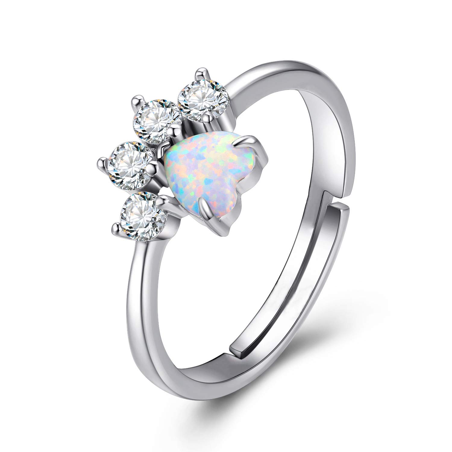 Valentines Gifts for Her 925 Sterling Silver Opal Ring Adjustable Ring for Women Birthday Anniversary Promise Rings