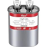 AMPTATA AC Capacitor, 7.5uf CBB65 Capacitor for AC/HVAC/Air Conditioner/Pool Pump/Condenser Fan Run Motor Start, 7.5MFD CBB65 370VAC 440VAC 450VAC 50/60Hz Carrier