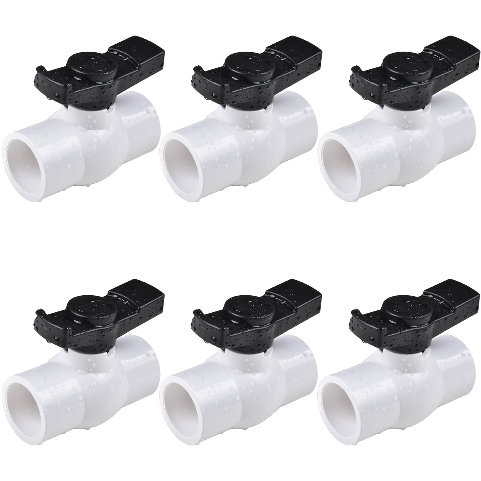 Photo 1 of (6 Pcs) 3/4" PVC Ball Valve, Shut-Off PVC Ball Valve Socket with Upgrade Easy-Turn Handle for SCH40 Pipe-Suitable for Swimming Pool, Water Project & Irrigation System, Rated at 150 PSI