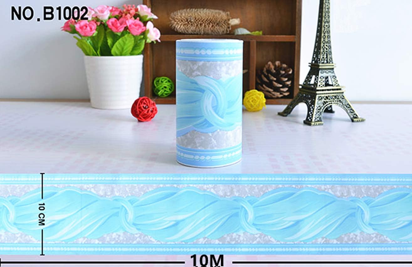 WDragon Self Adhesive Curtain Pattern Wallpaper Border Peel Stick Wall Decal Sticker Bathroom Kitchen Ceiling Border,Waterproof Removable Sky Blue 10cm by 10meters - Image 3